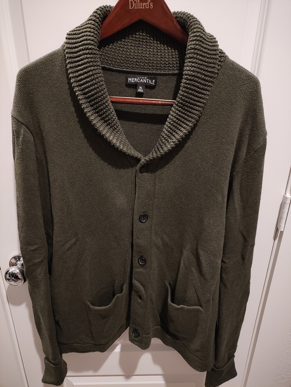 J. Crew Factory Olive Green Shawl-Collar Cardigan